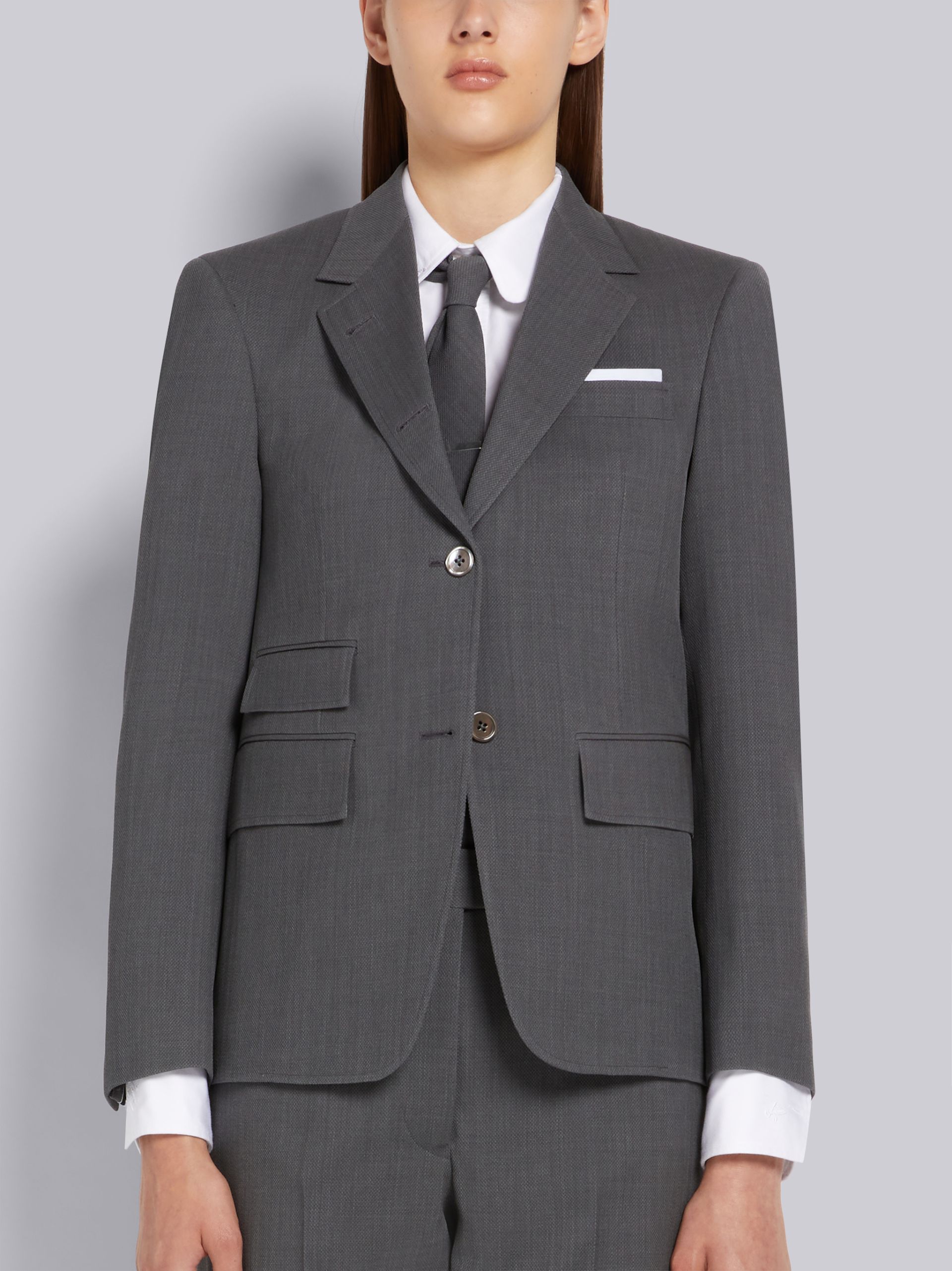 Thom Browne Medium Wool Pique Suiting Single Vent Jacken Damen Grau | GPG05N37989