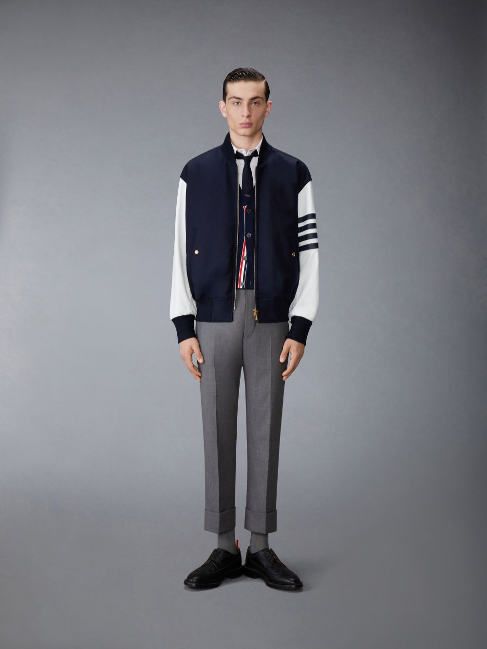 Thom Browne Melton Wool 4-Bar Oversized Blouson Jacken Herren Navy | IAI05W11267