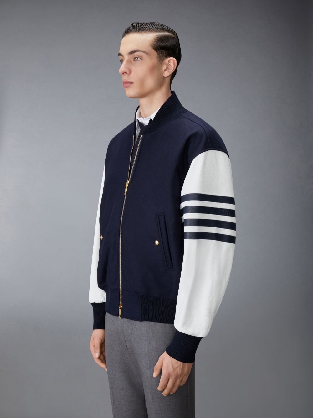 Thom Browne Melton Wool 4-Bar Oversized Blouson Jacken Herren Navy | IAI05W11267