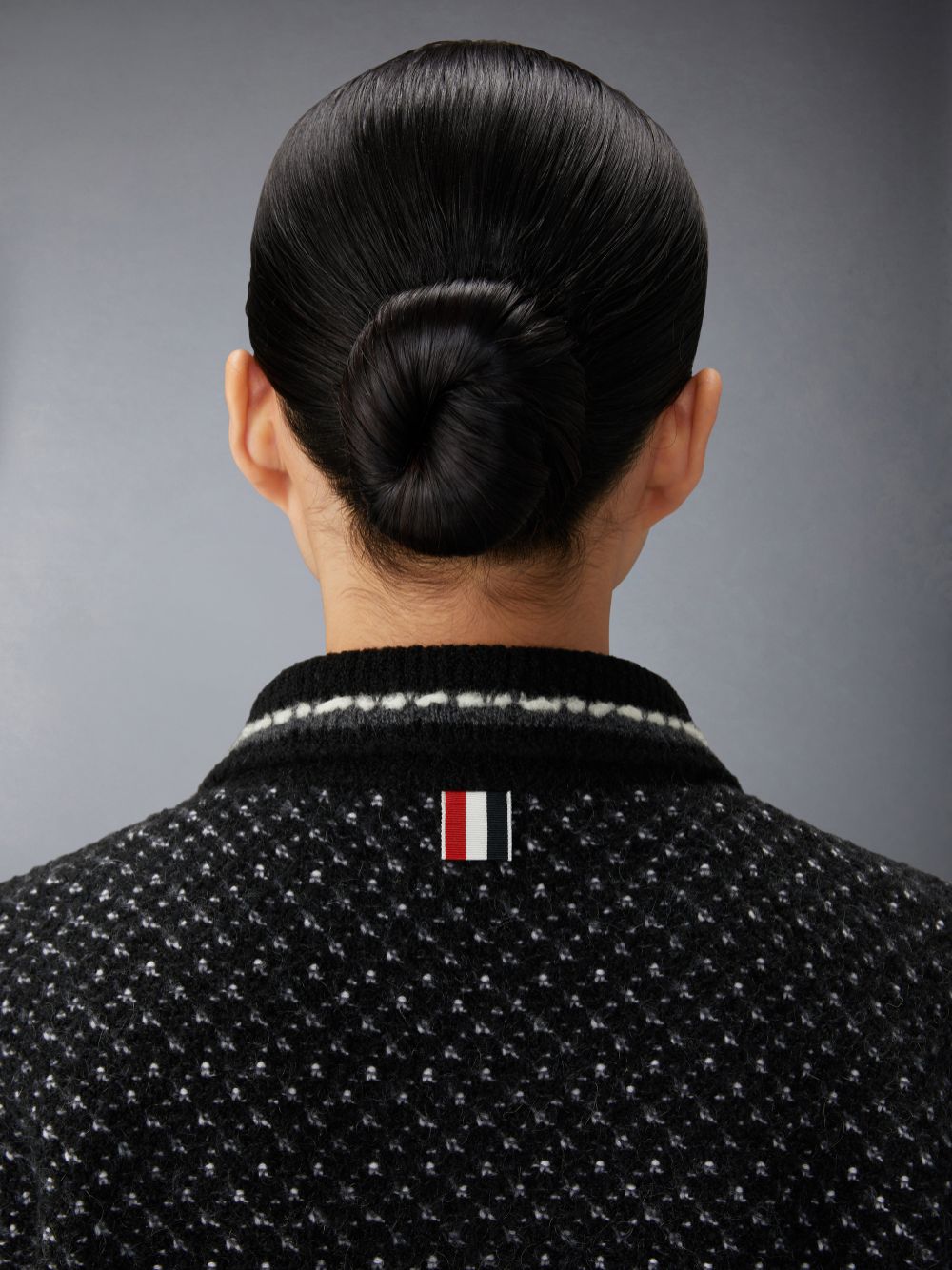 Thom Browne Merino Wool Boucle and Mohair Tweed Jacquard Polo Collar Bomber Jacken Damen Schwarz | BGC92F37532