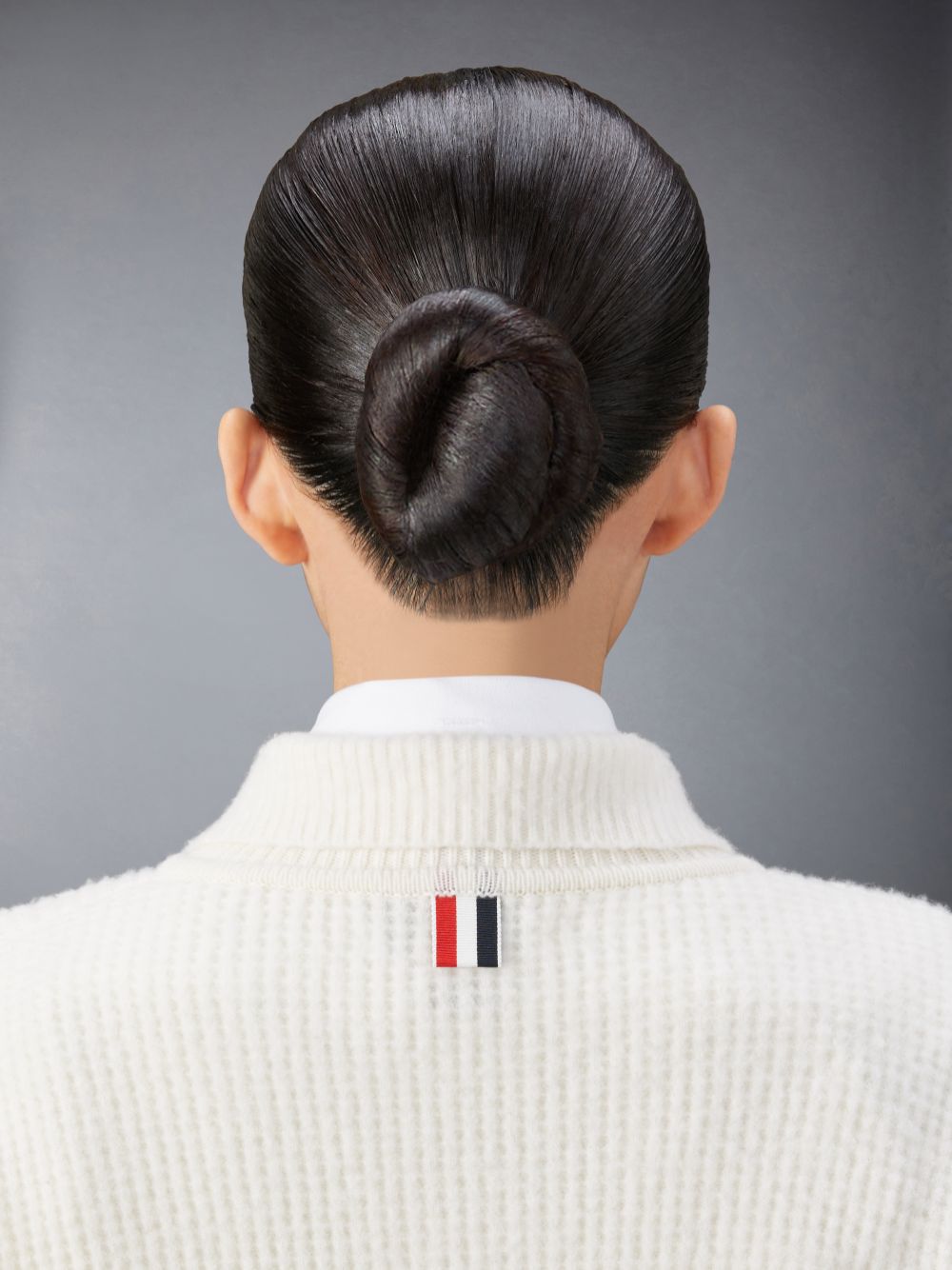 Thom Browne Merino Wool Brushed Tuck Stitch Polo Strickjacke Damen Weiß | UCH73A25801