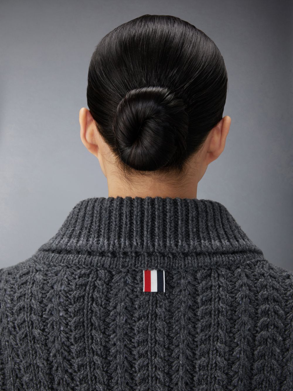 Thom Browne Merino Wool Chunky Links Stitch 4-Bar Polo Cardigan Jacken Damen Grau | UJR64I38210