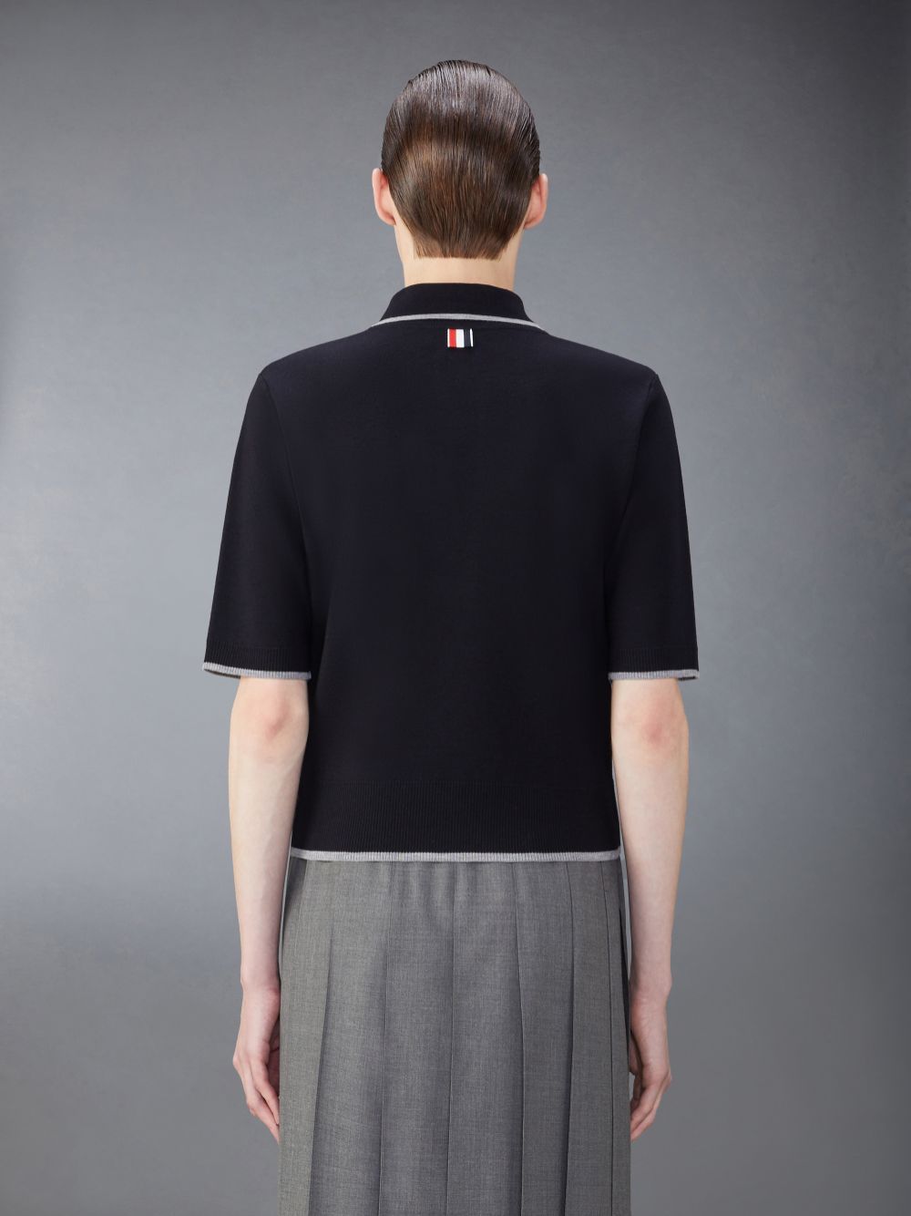 Thom Browne Merino Wool Milano Stitch Zip up Poloshirt Herren Blau | RQN41H62981