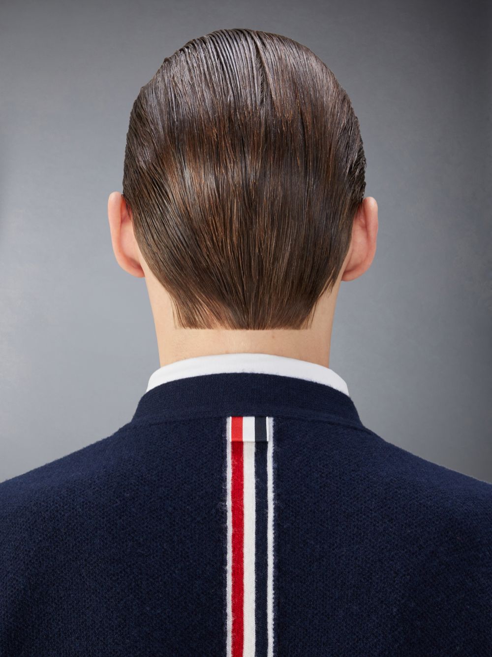 Thom Browne Merino Wool Washed Pique Strickjacke Herren Blau | HHE36G35225