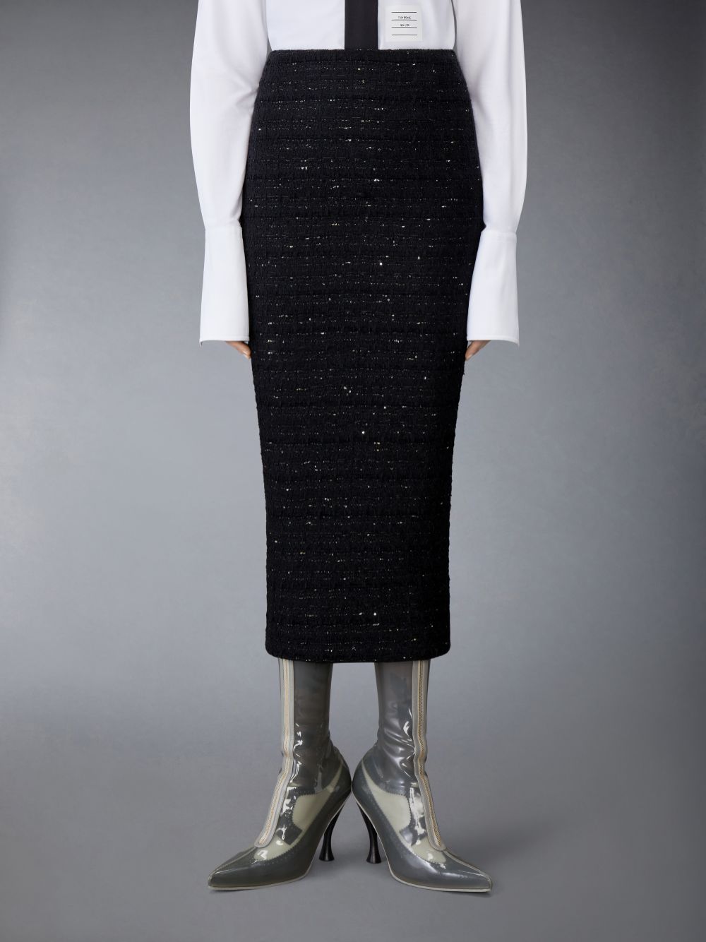 Thom Browne Organza Ribbon Tweed Low Rise Maxi Hobble Röcke Damen Schwarz | OUQ00V65835