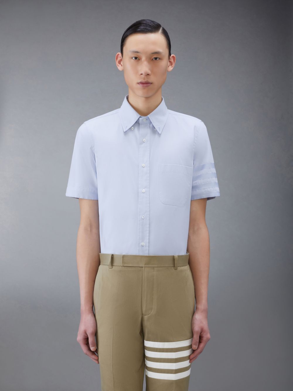 Thom Browne Oxford 4-Bar Short Sleeve Hemd Herren Blau | UUI18D22898
