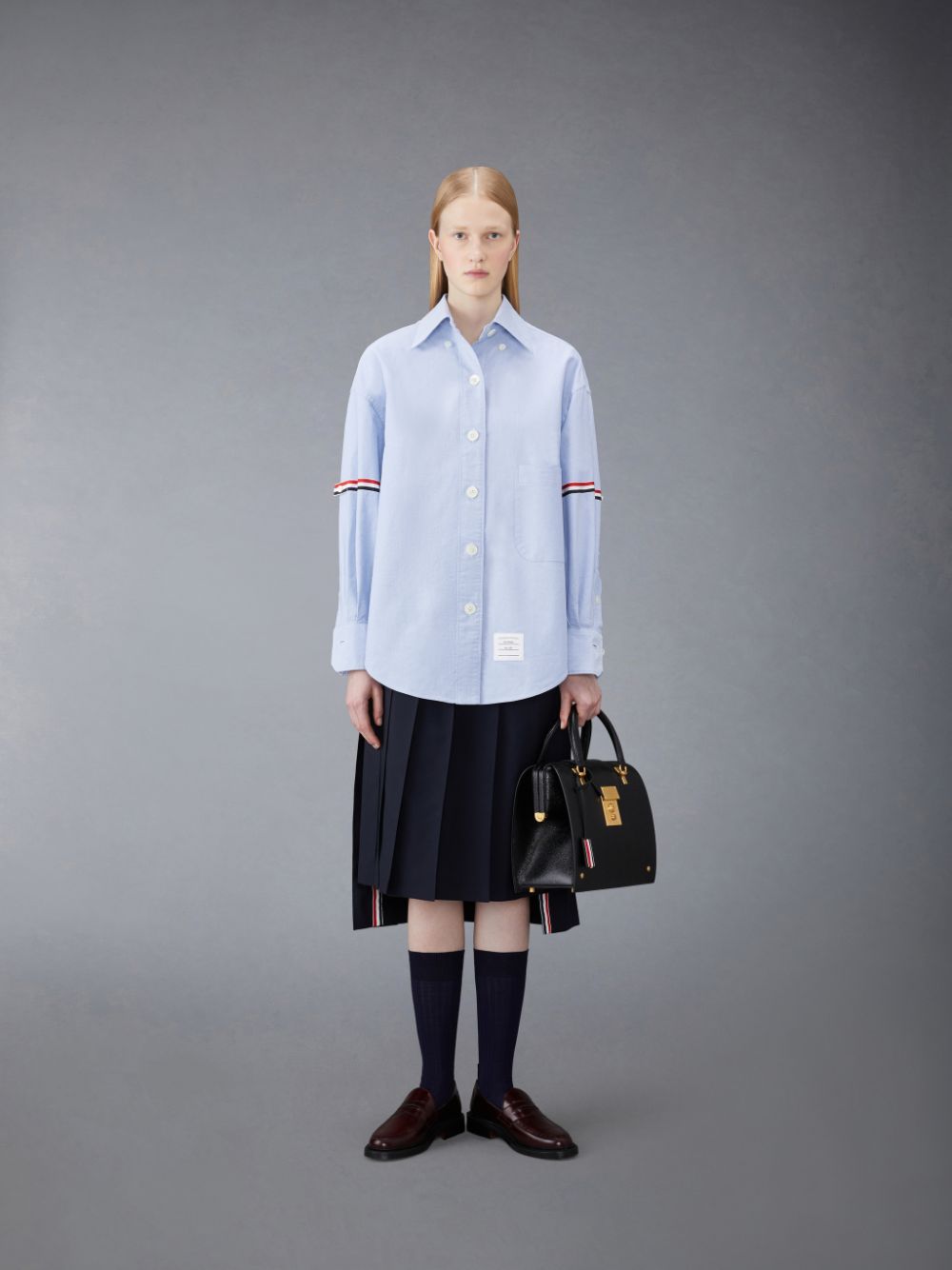 Thom Browne Oxford Armband Supersized Hemd Damen Blau | MXH45A00316