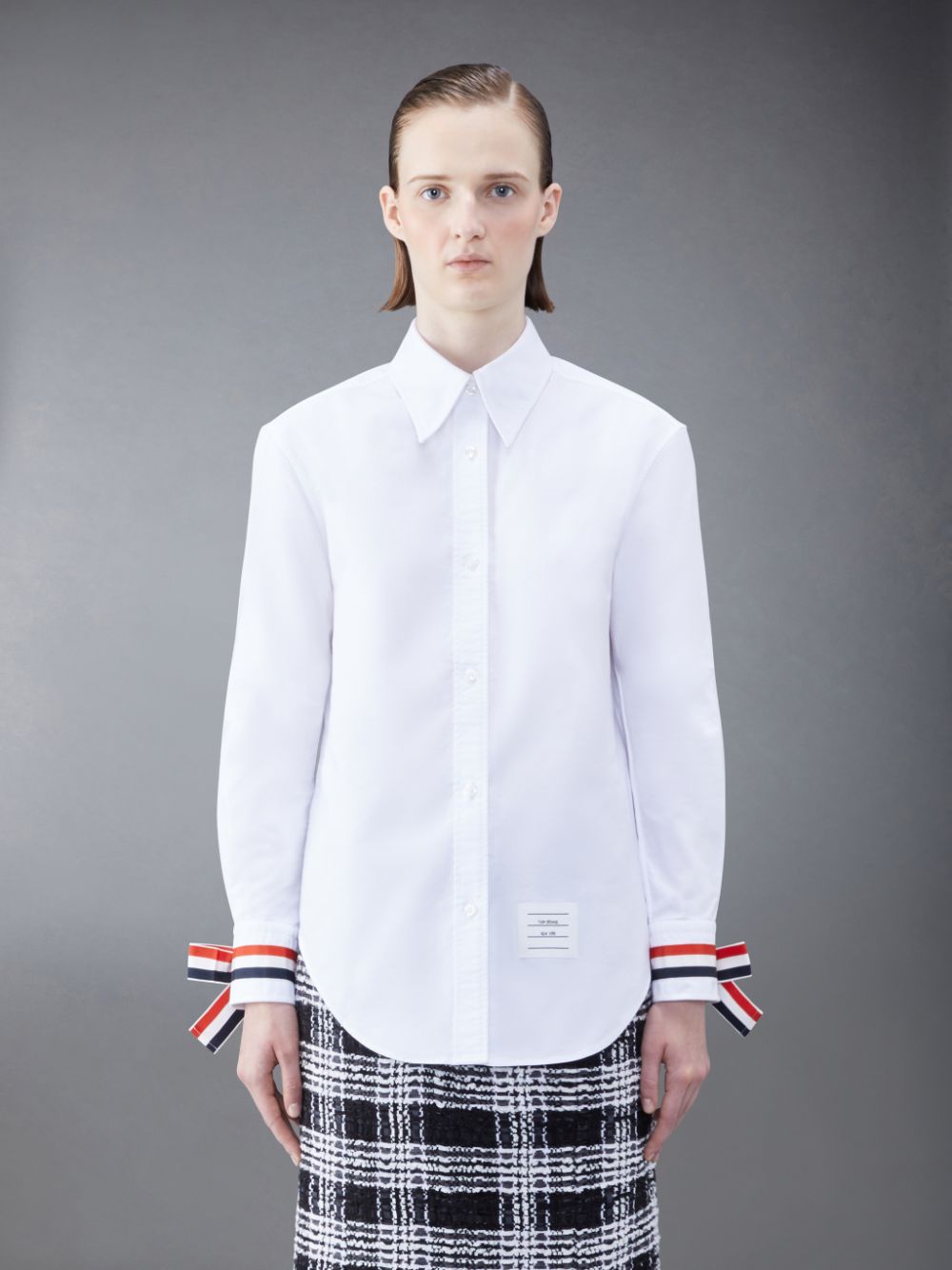 Thom Browne Oxford Scarf Cuff Easy Fit Hemd Damen Weiß | GXF26V49070