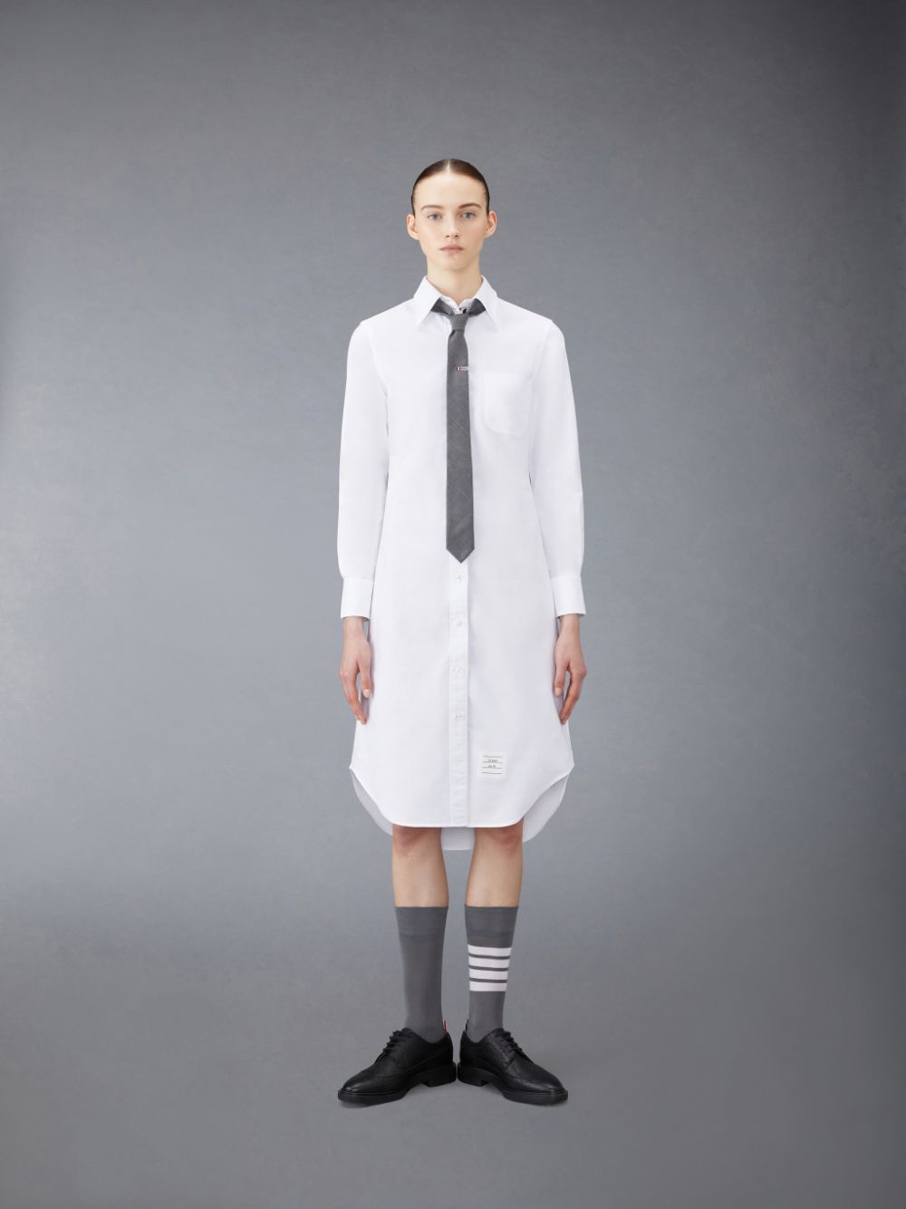 Thom Browne Oxford Stripe Shirt Kleid Damen Weiß | TOL93D74711