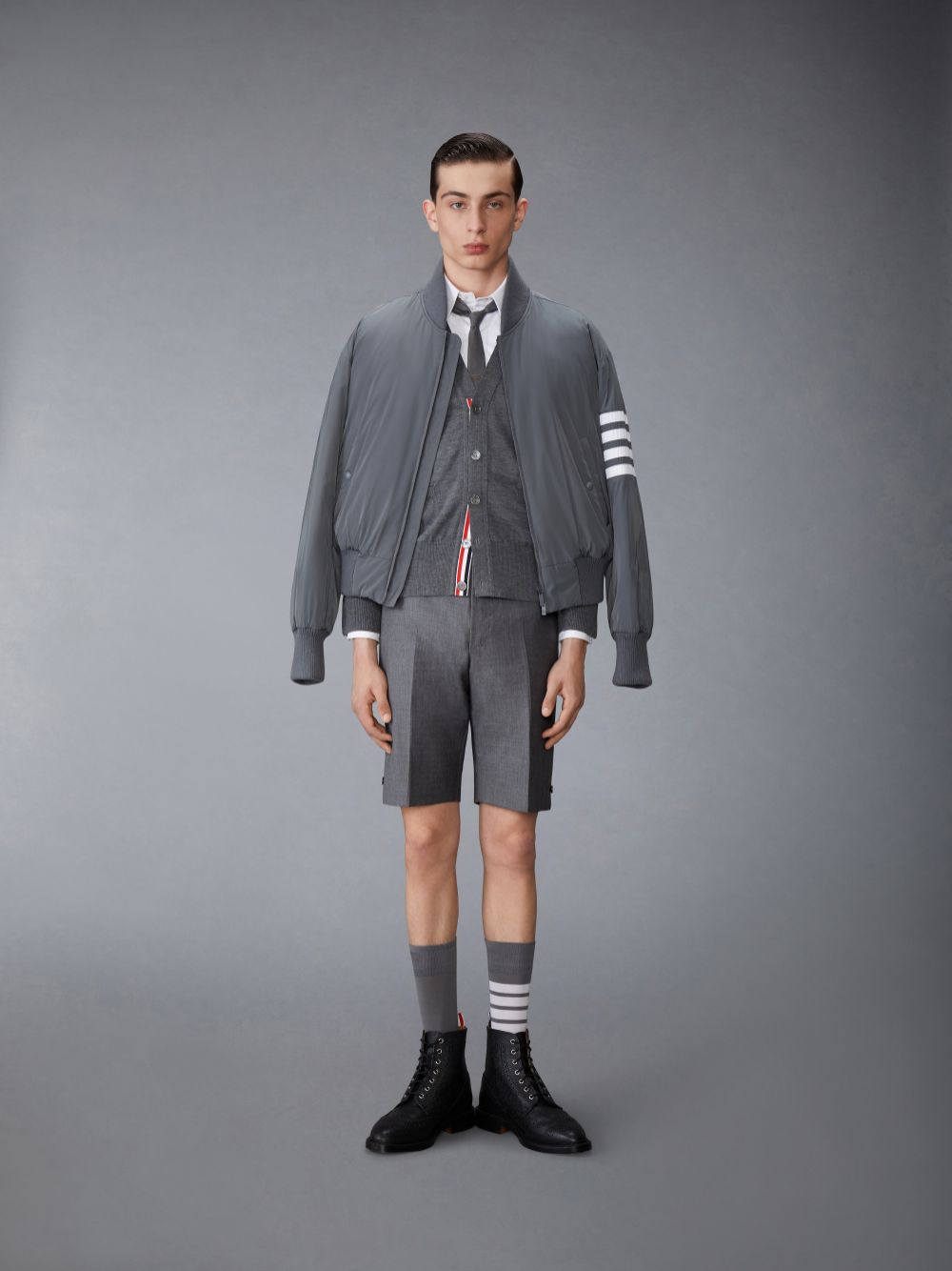 Thom Browne POLY TWILL 4-BAR OVERSIZED BLOUSON Jacken Herren Grau | VVT58G90564