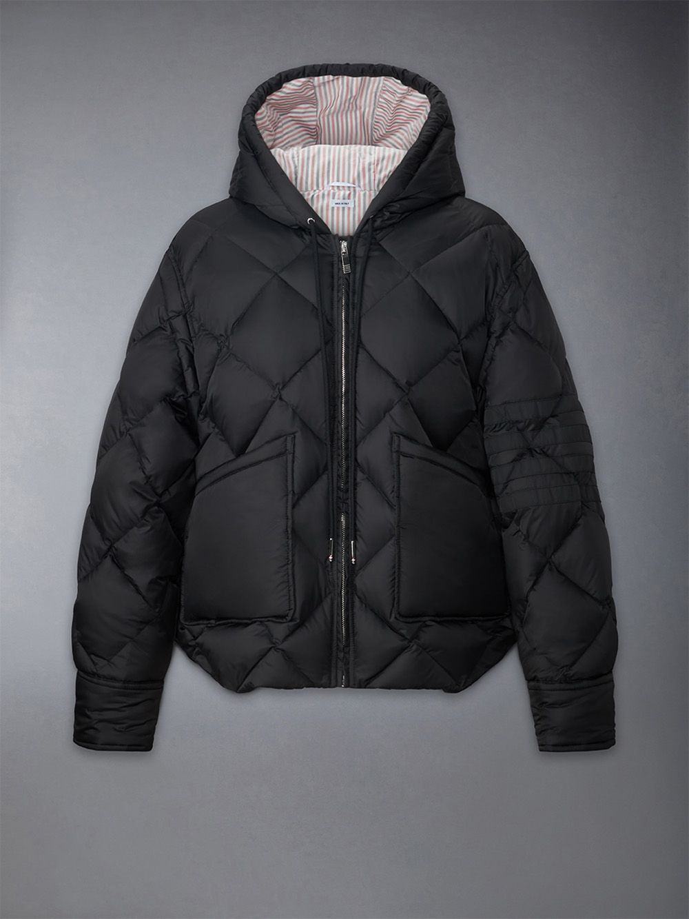 Thom Browne Patch Pocket 4-bar Hooded Downfill Jacken Damen Schwarz | KYQ66U04504