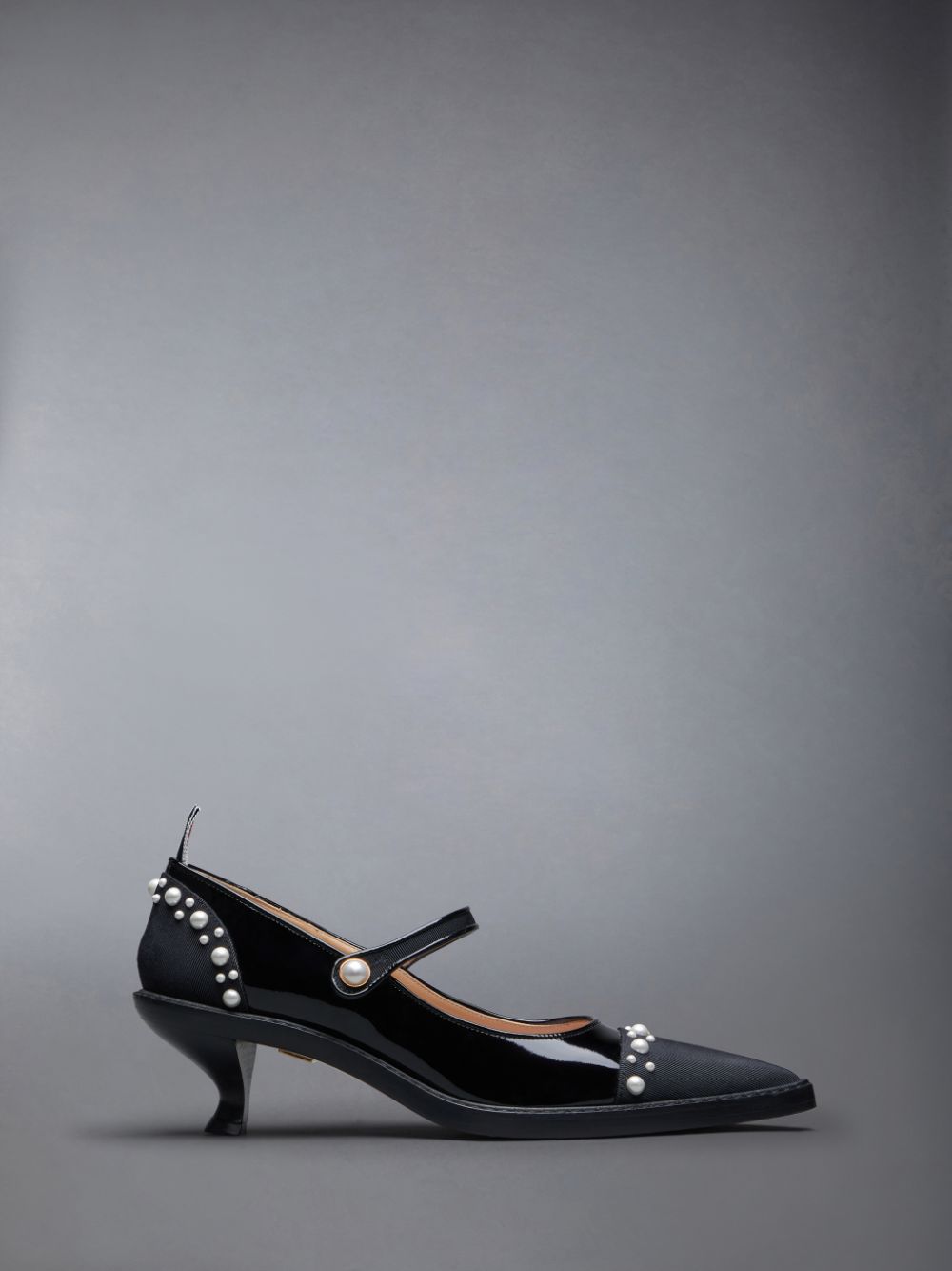 Thom Browne Pearled Patent John Brogue Schuhe Damen Schwarz | DKJ59C42693