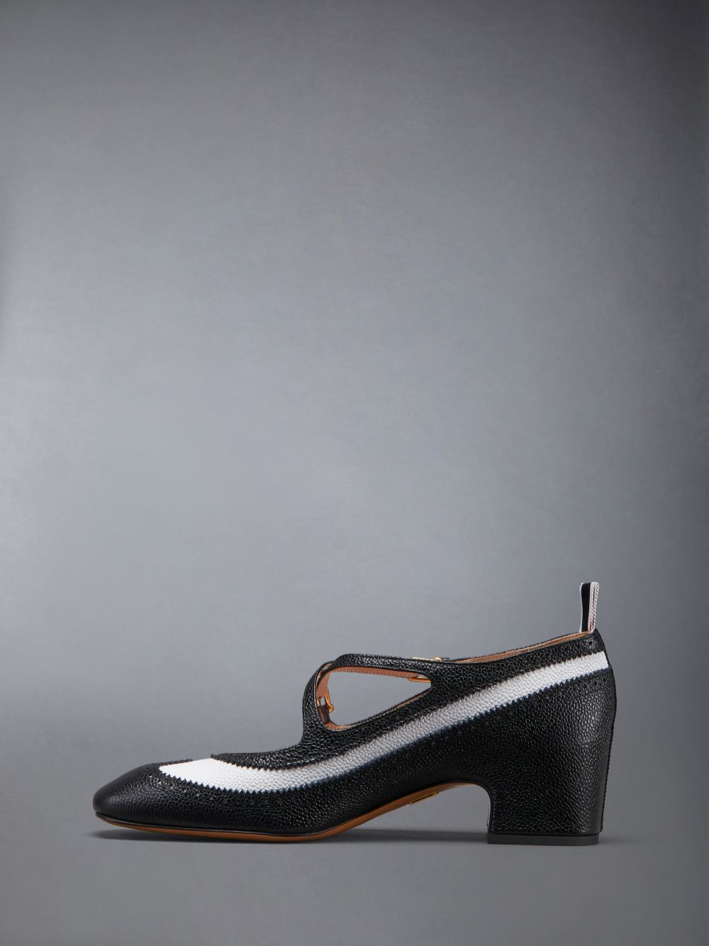 Thom Browne Pebble Grain 40mm Block Heel Criss Cross John Oxford Schuhe Damen Schwarz | GVX31O56590