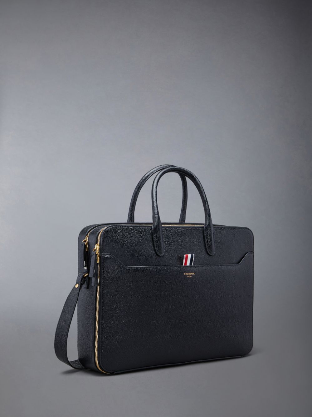 Thom Browne Pebble Grain Double Compartment Geschäftstaschen Damen Schwarz | MIX84J41689
