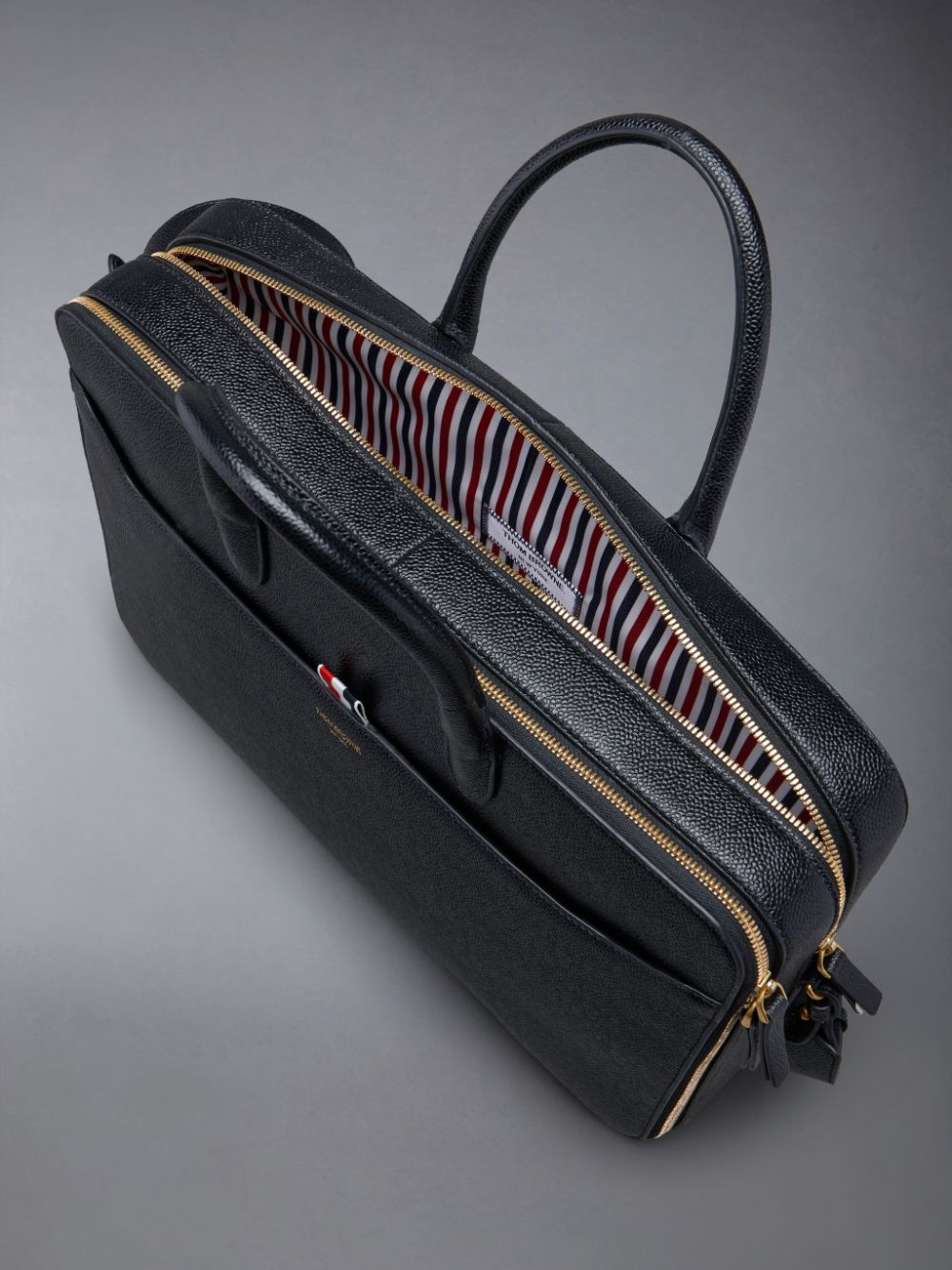 Thom Browne Pebble Grain Double Compartment Geschäftstaschen Damen Schwarz | MIX84J41689