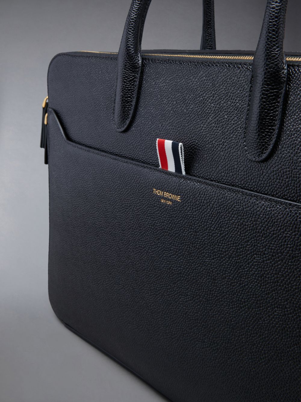 Thom Browne Pebble Grain Double Compartment Geschäftstaschen Damen Schwarz | MIX84J41689
