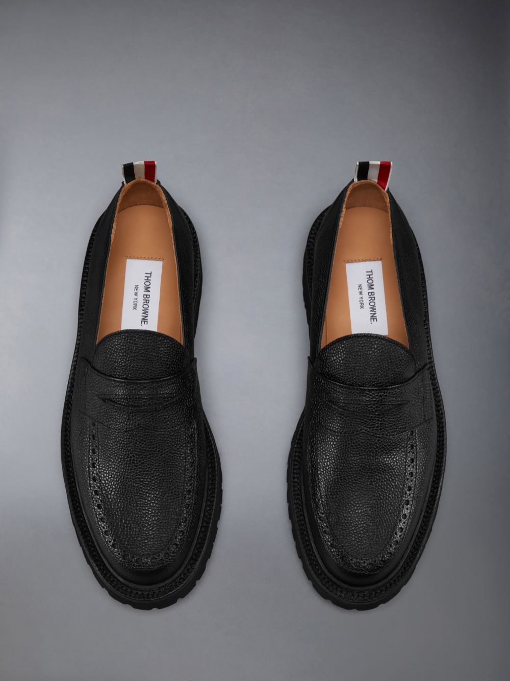 Thom Browne Pebble Grain Leather Commando Sole Penny Halbschuhe Damen Schwarz | HYN53Q81250