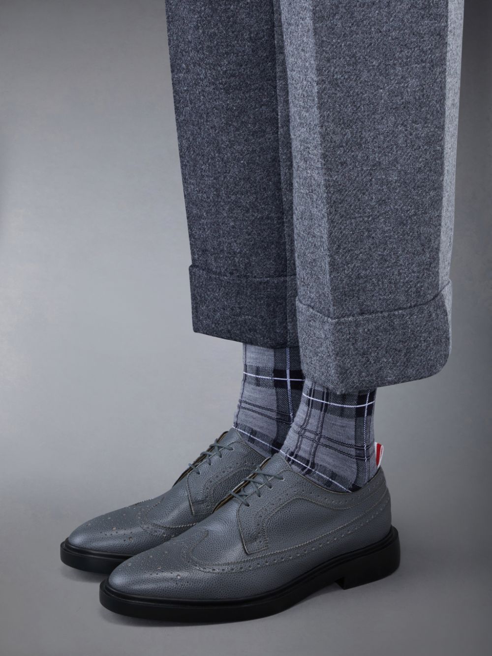 Thom Browne Pebble Grain Leather Longwing Brogue Schuhe Herren Grau | LPB22Y48311