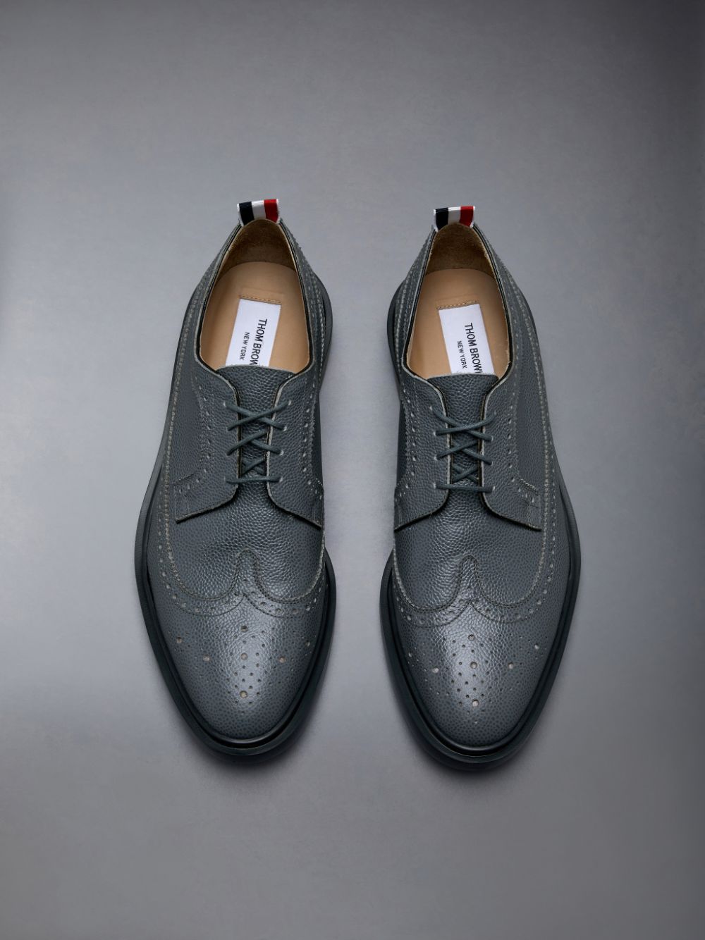 Thom Browne Pebble Grain Leather Longwing Brogue Schuhe Herren Grau | LPB22Y48311