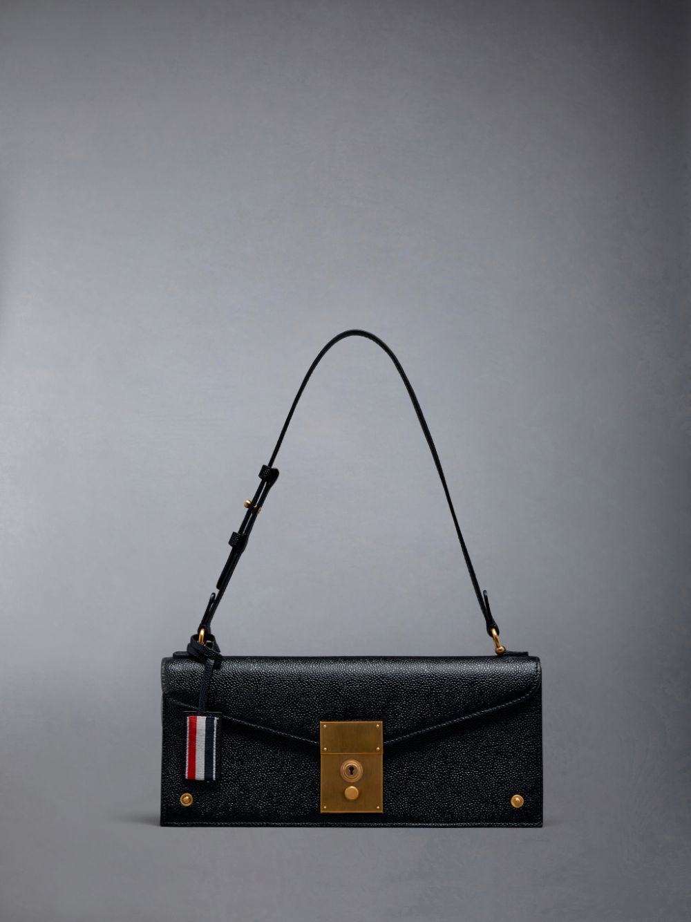 Thom Browne Pebble Grain Leather Mrs.uette Unterarmtasche-Taschen Damen Schwarz | JRB82S60767