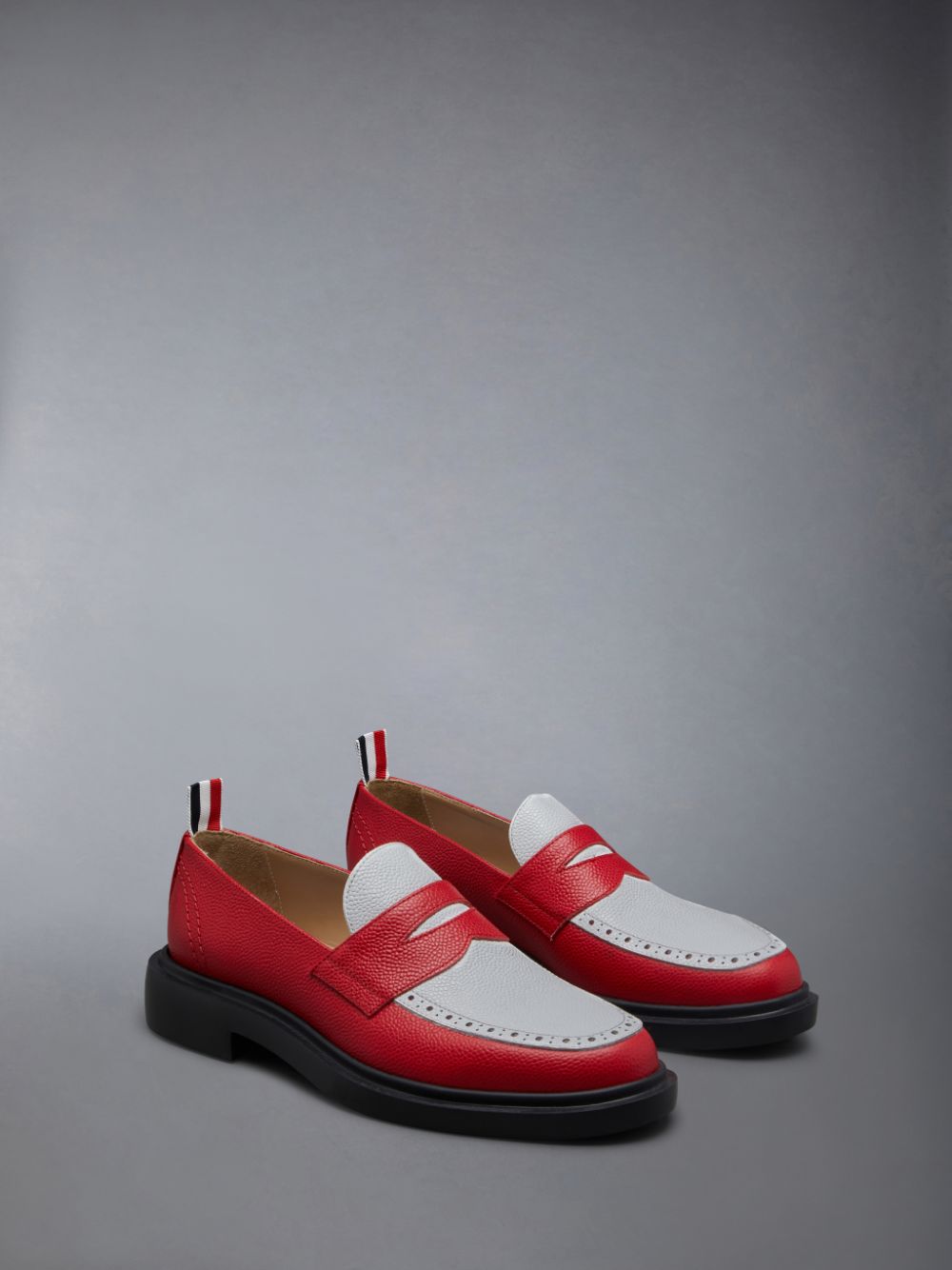 Thom Browne Pebble Grain Leather Penny Halbschuhe Damen Rot | LQE11Q93870