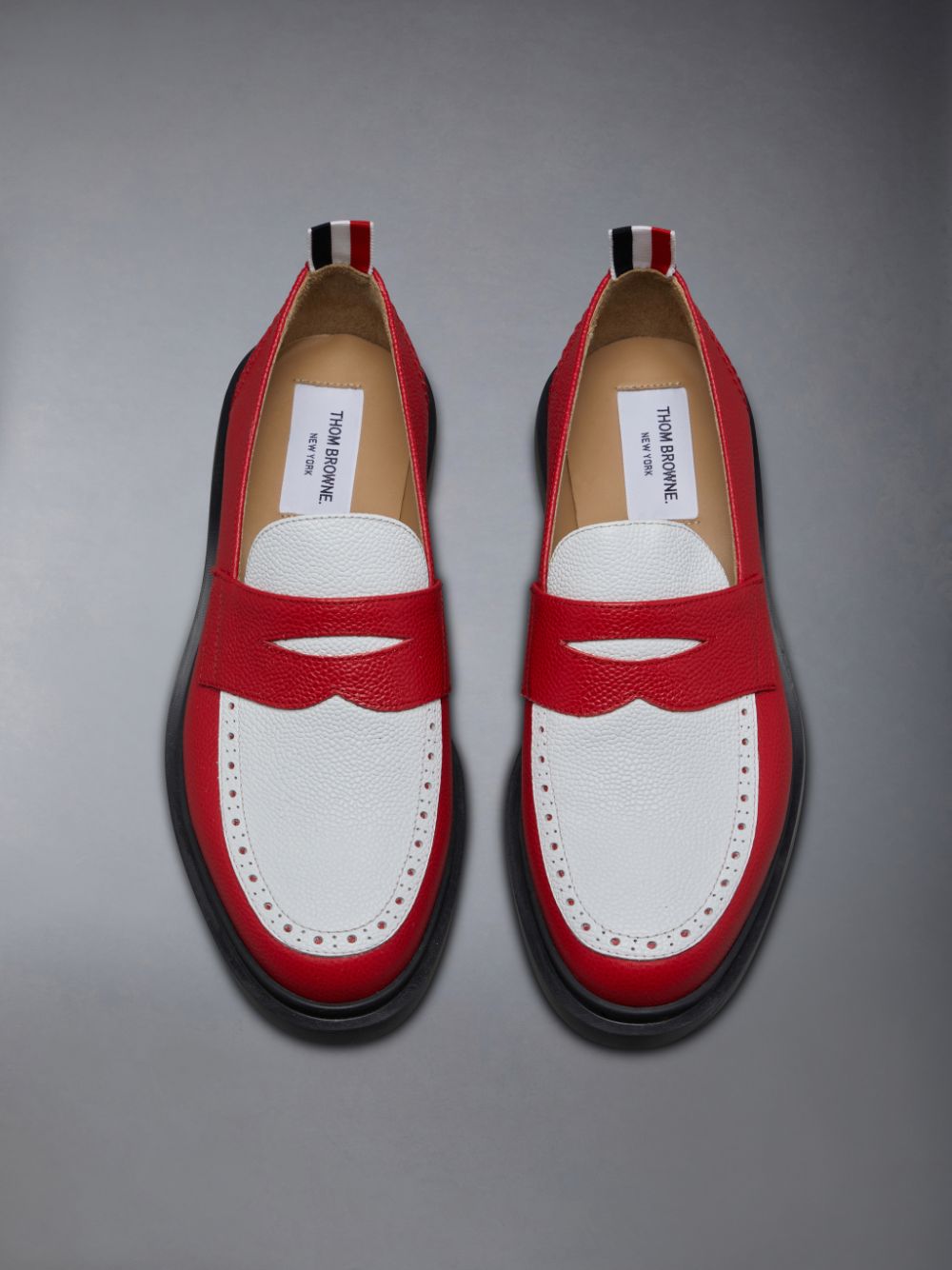 Thom Browne Pebble Grain Leather Penny Halbschuhe Damen Rot | LQE11Q93870
