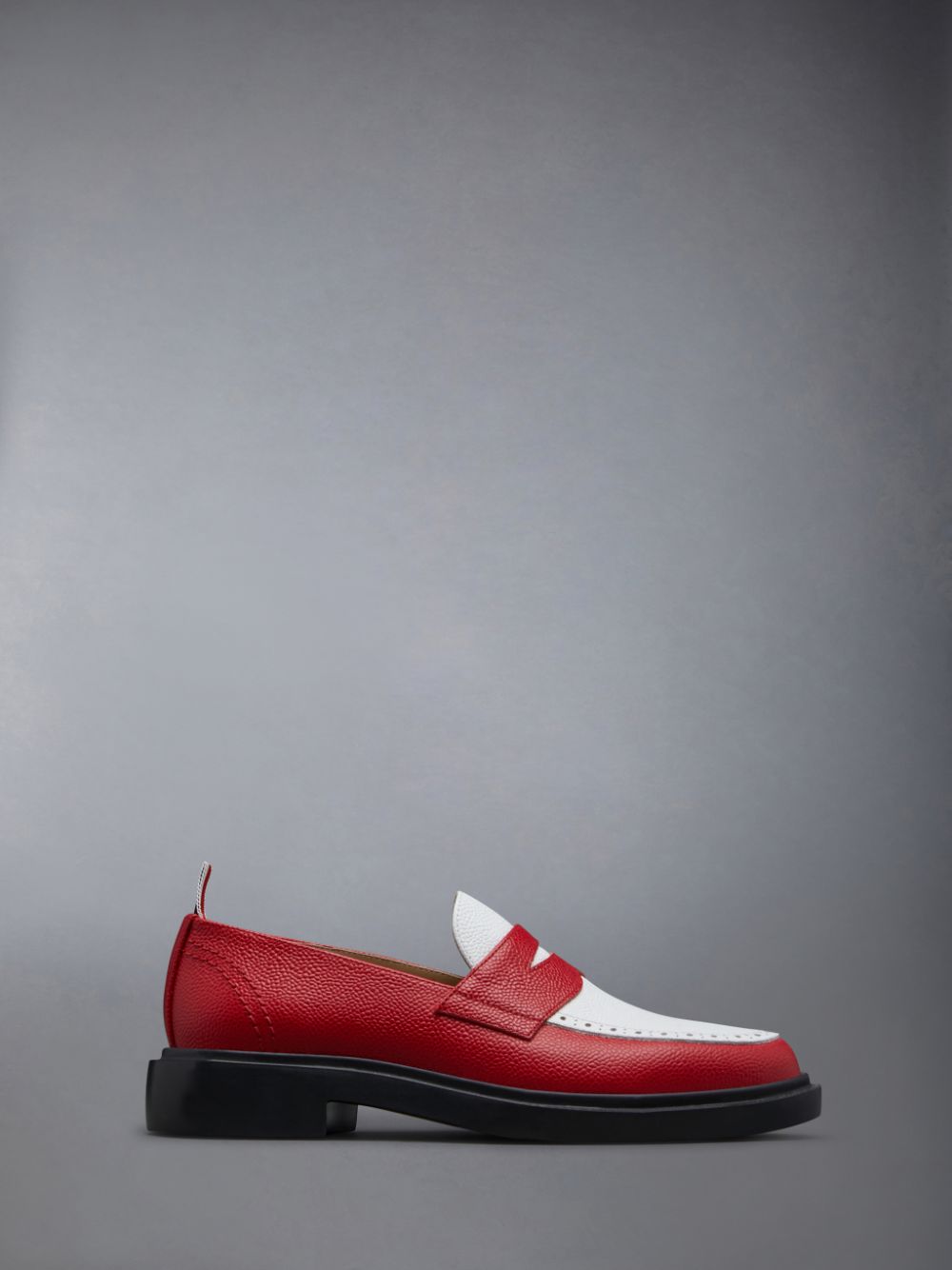 Thom Browne Pebble Grain Leather Penny Halbschuhe Damen Rot | LQE11Q93870