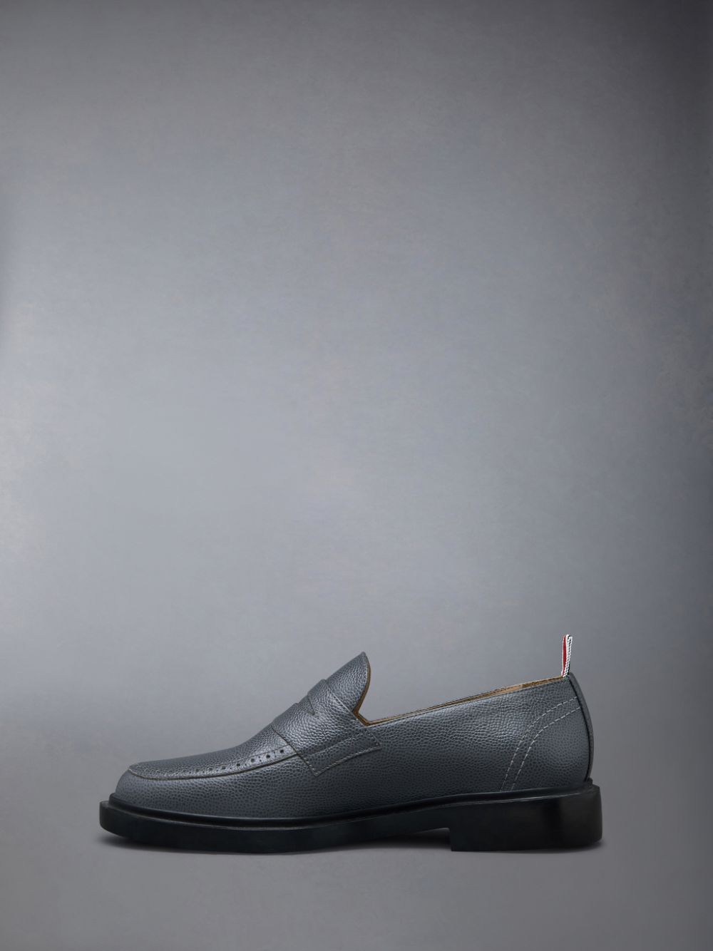 Thom Browne Pebble Grain Leather Rubber Sole Penny Halbschuhe Herren Grau | CBR89M42335