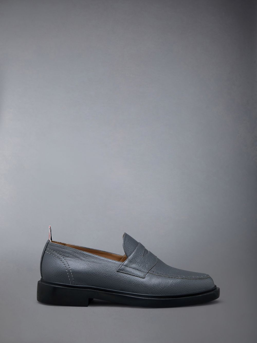 Thom Browne Pebble Grain Leather Rubber Sole Penny Halbschuhe Herren Grau | CBR89M42335