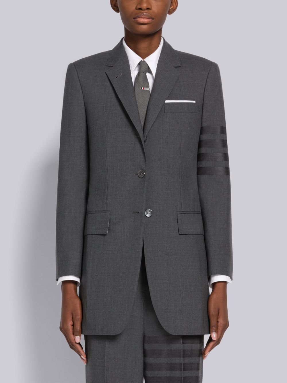 Thom Browne Plain Weave 4-Bar Elongated Classic Sport Mäntel Damen Grau | NDH49K39382