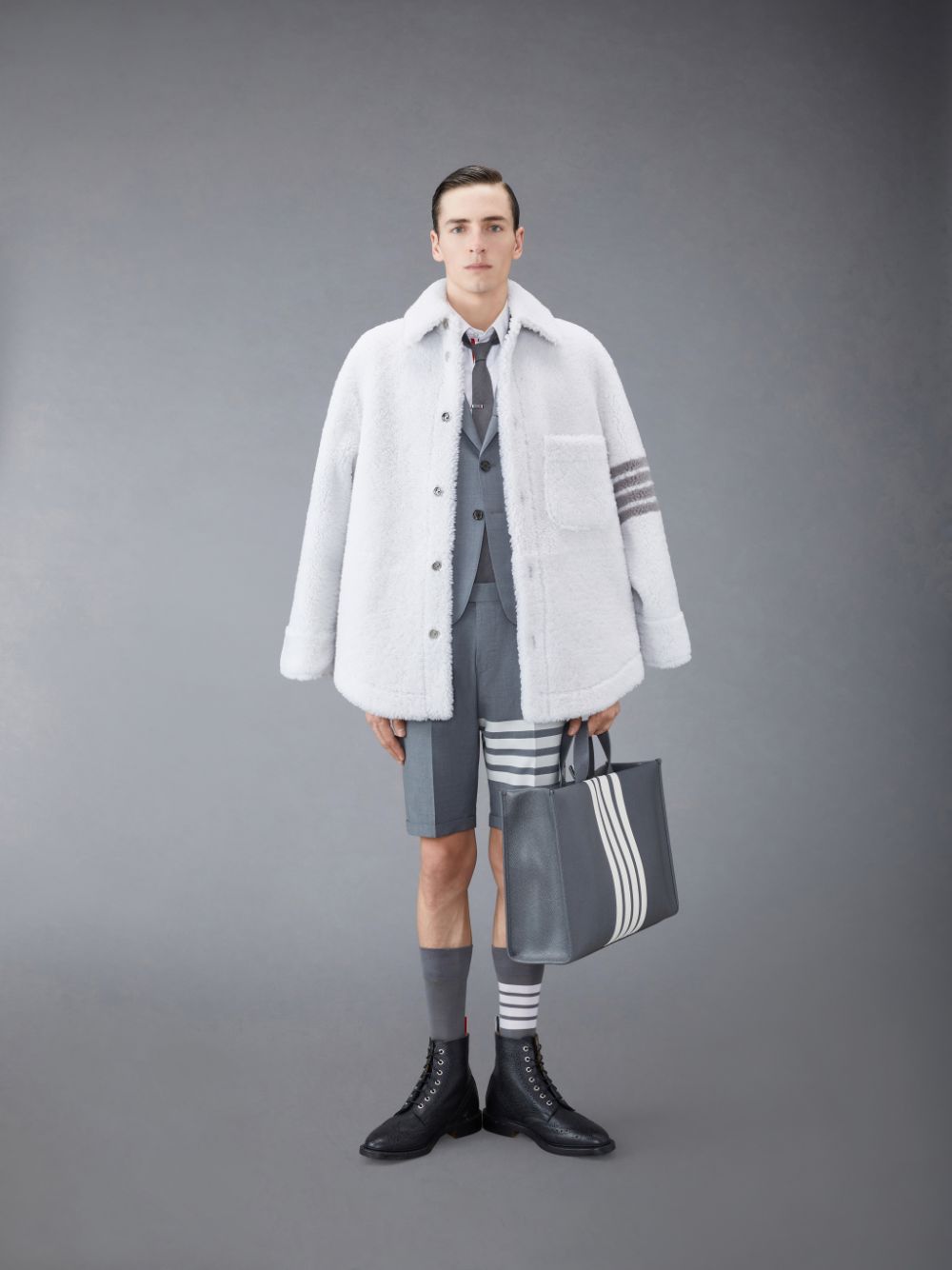 Thom Browne Plain Weave 4-Bar High Armhole Sport Mäntel Herren Grau | YKW86L65336