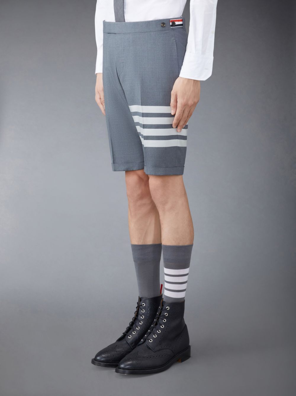 Thom Browne Plain Weave 4-Bar Low Rise Kurze Hose Herren Grau | VYG75M59587