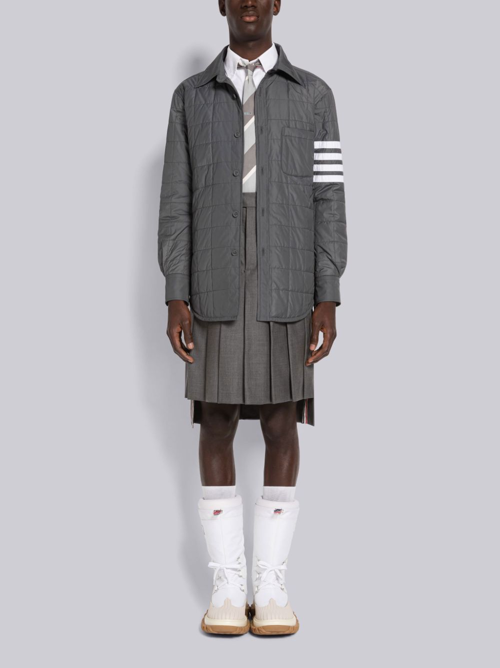 Thom Browne Poly Twill 4-Bar Down Shirt Jacken Herren Grau | TMJ91K58724