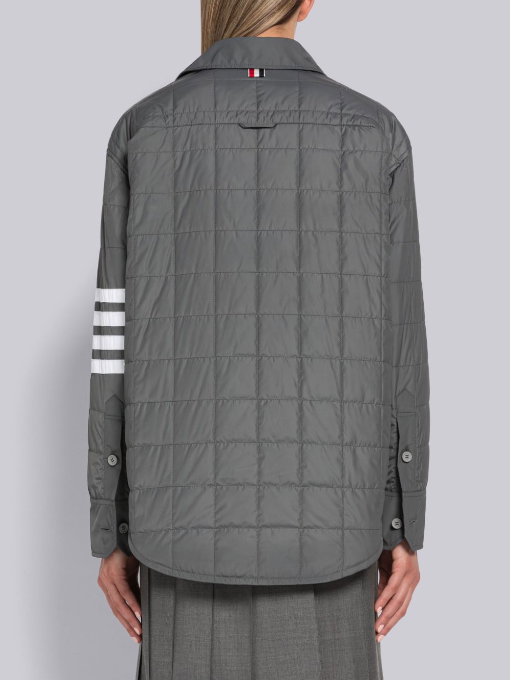Thom Browne Poly Twill Quilted Tech Down 4-Bar Shirt Jacken Damen Grau | NRK70L29335