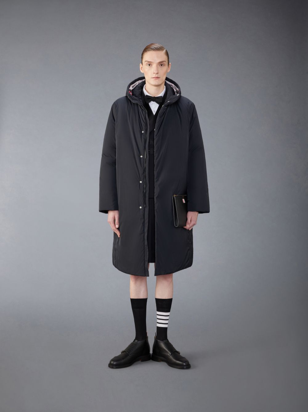 Thom Browne Poly Twill Tech Down Filled Hooded Jacken Herren Schwarz | APM49B81330