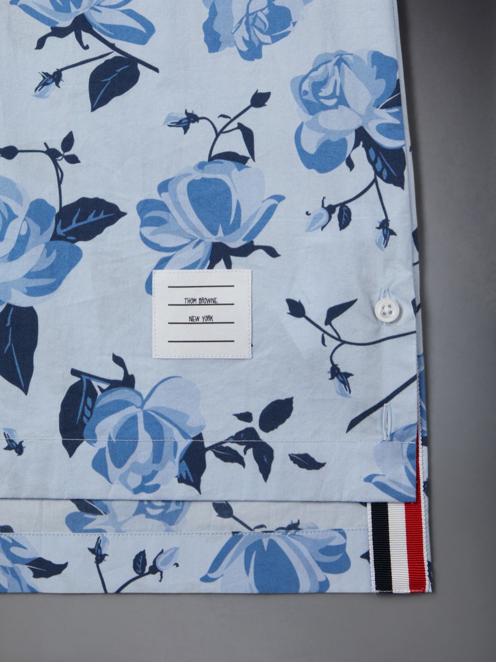 Thom Browne Poplin Rose Floral Polo Kleid Mädchen Blau | UJQ82D25612