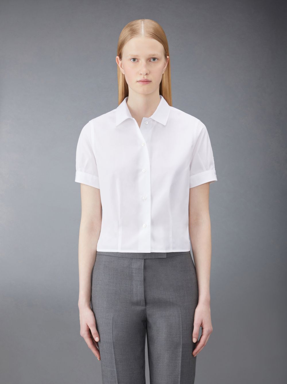 Thom Browne Poplin Short Sleeve Tucked Hemd Damen Weiß | FSF63L36590