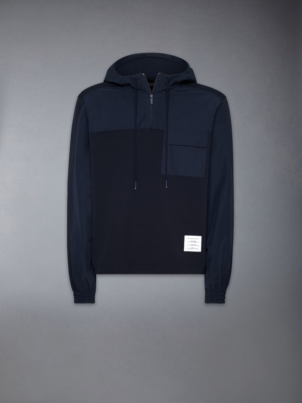 Thom Browne Ripstop and Wool Tech Milano Half Zip Combo Hoodie Herren Blau | XSY46N26374