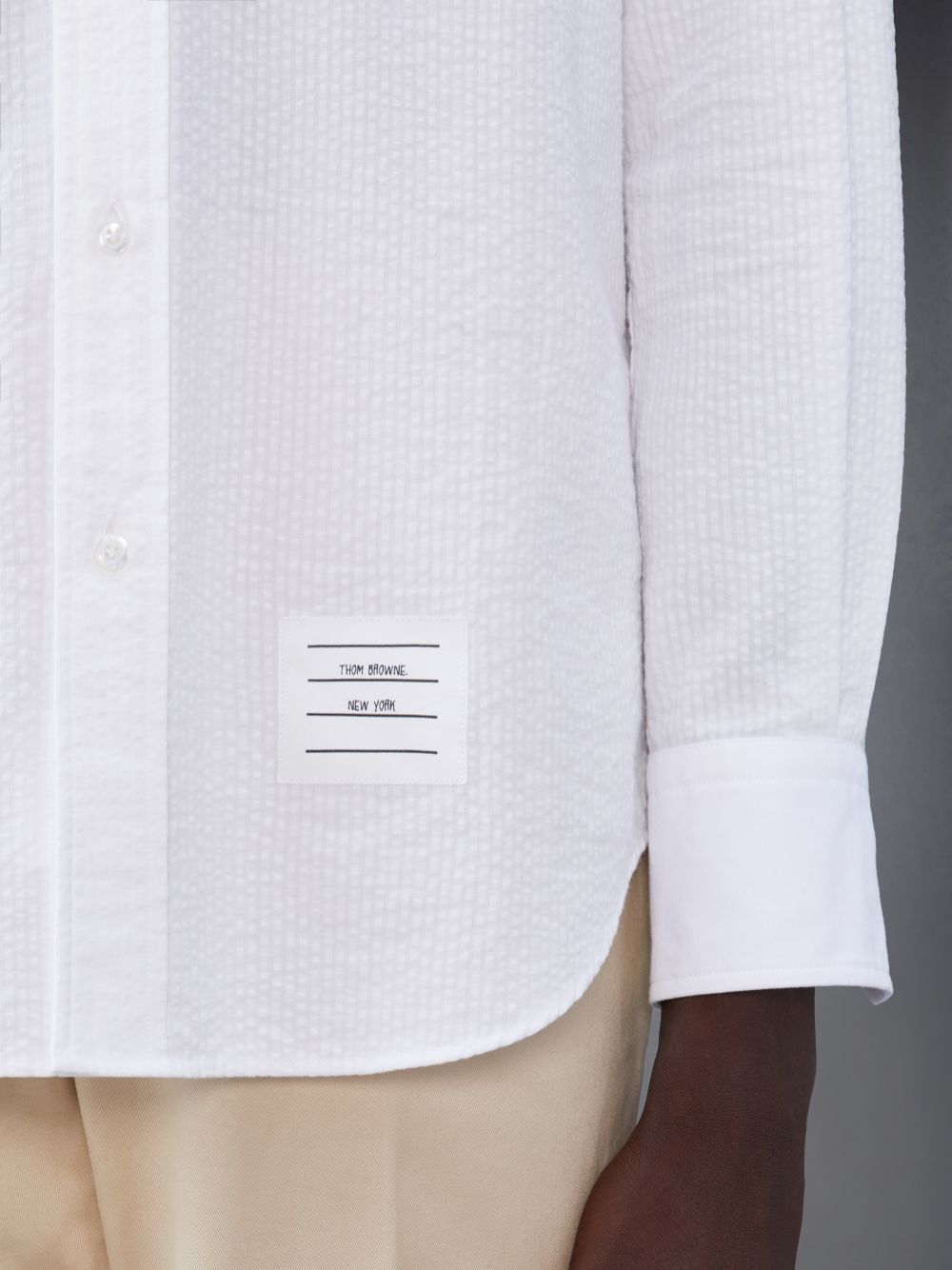 Thom Browne Seersucker Armband Hemd Herren Weiß | REG74N25407