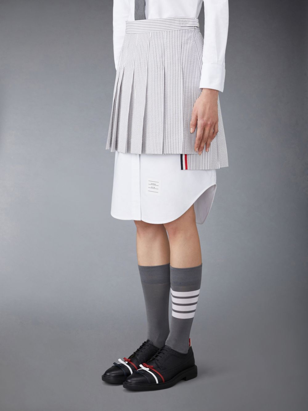 Thom Browne Seersucker Pleated Mini Röcke Damen Grau | DLI31W50934