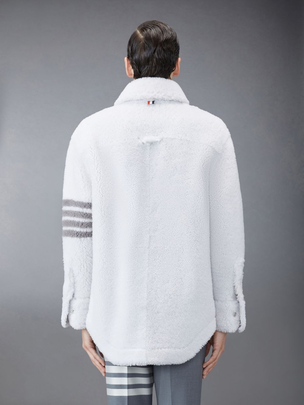 Thom Browne Shearling 4-Bar Oversized Shirt Jacken Herren Weiß | NTY13E14366