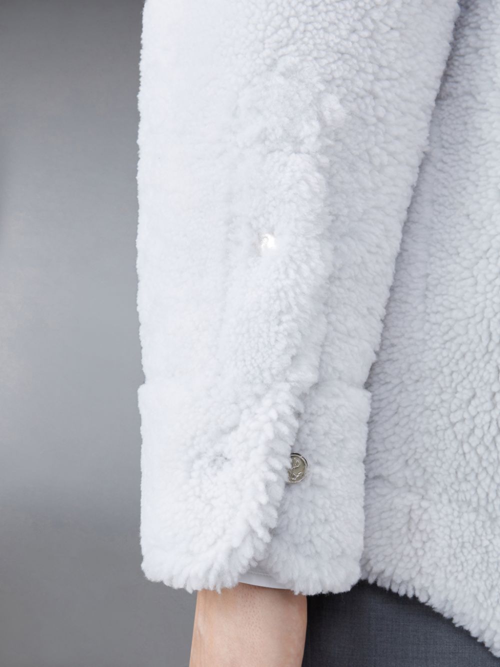Thom Browne Shearling 4-Bar Oversized Shirt Jacken Herren Weiß | NTY13E14366