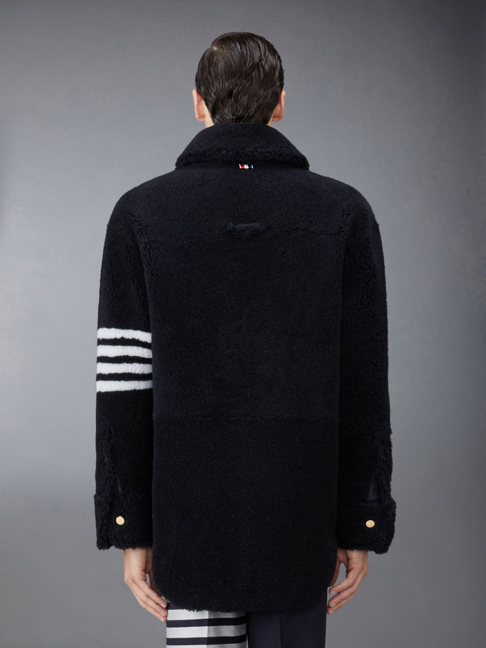Thom Browne Shearling 4-Bar Oversized Shirt Jacken Herren Blau | MQX10D33506