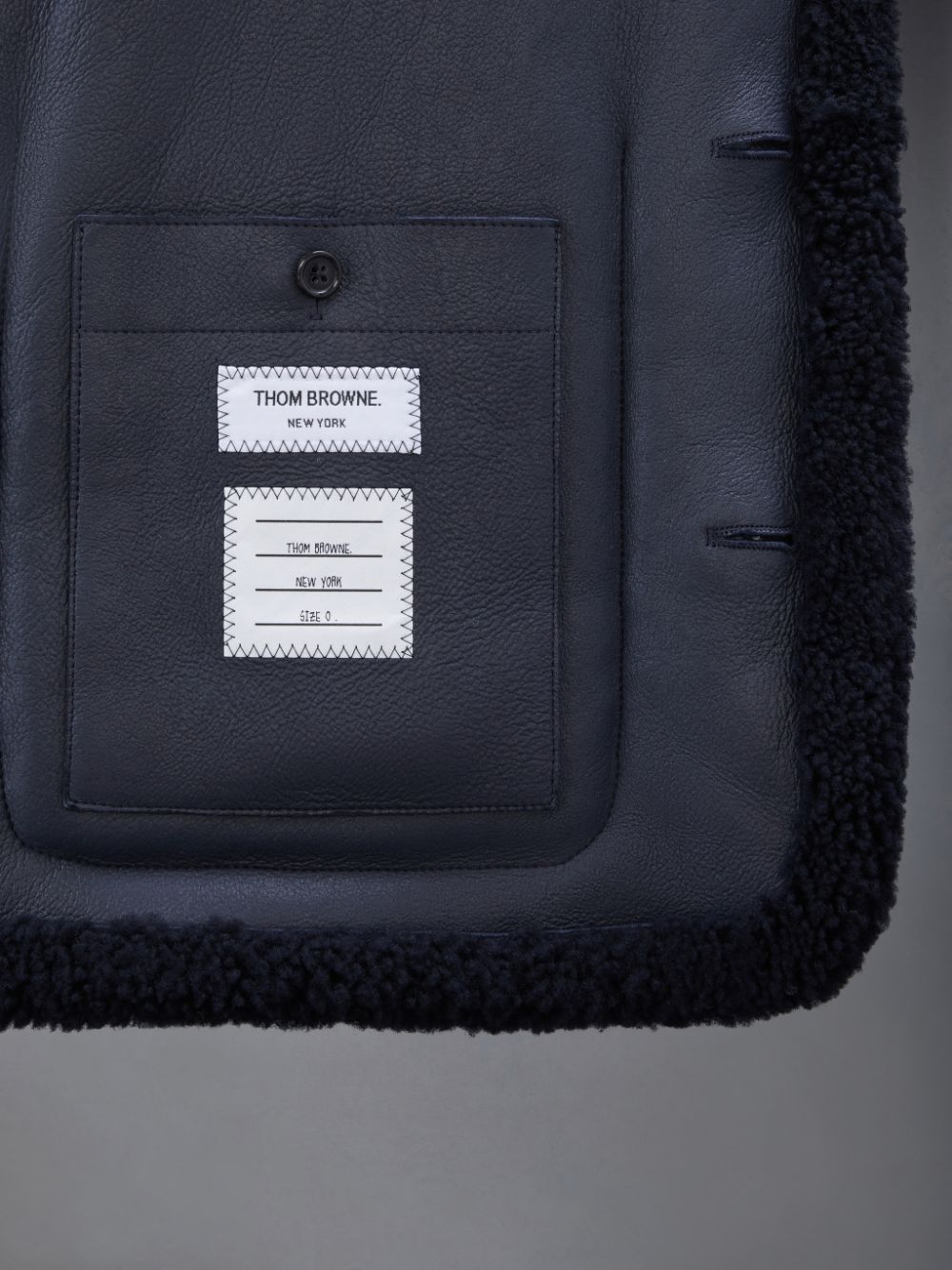Thom Browne Shearling 4-Bar Sack Jacken Herren Blau | CAT19W02626