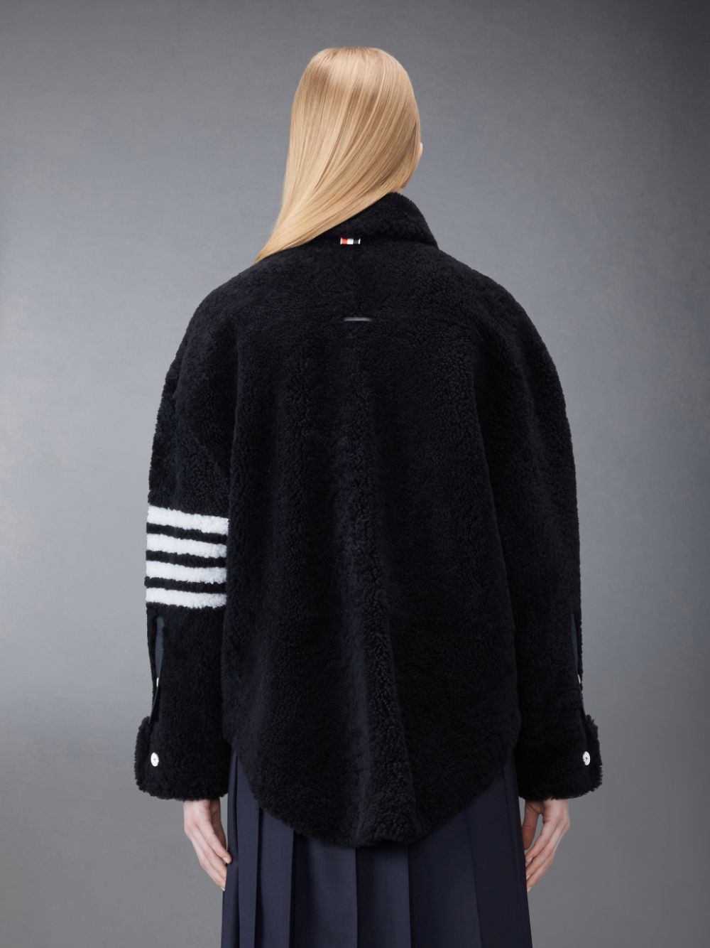 Thom Browne Shearling 4-Bar Supersized Shirt Jacken Damen Blau | KEG85X37035