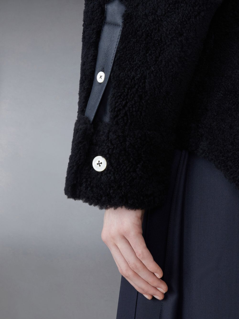 Thom Browne Shearling 4-Bar Supersized Shirt Jacken Damen Blau | KEG85X37035