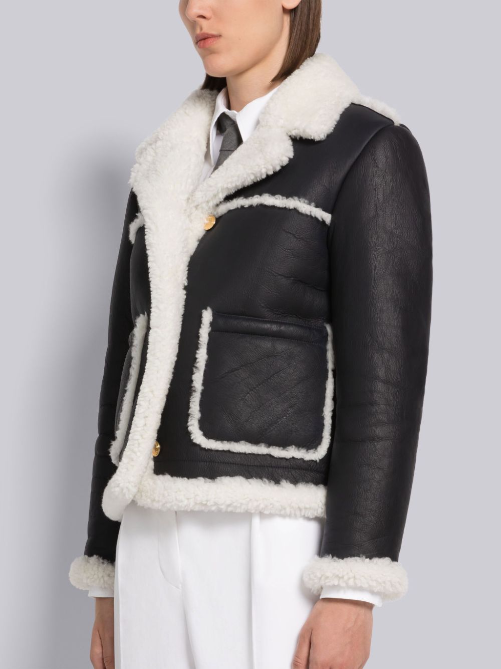 Thom Browne Shearling Patch Pocket Jacken Damen Blau | YRY85V62019