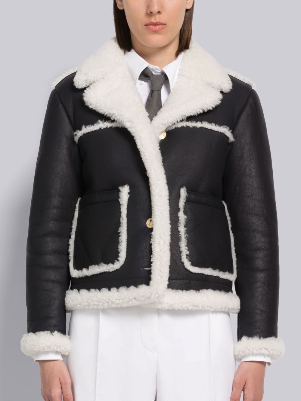 Thom Browne Shearling Patch Pocket Jacken Damen Blau | YRY85V62019