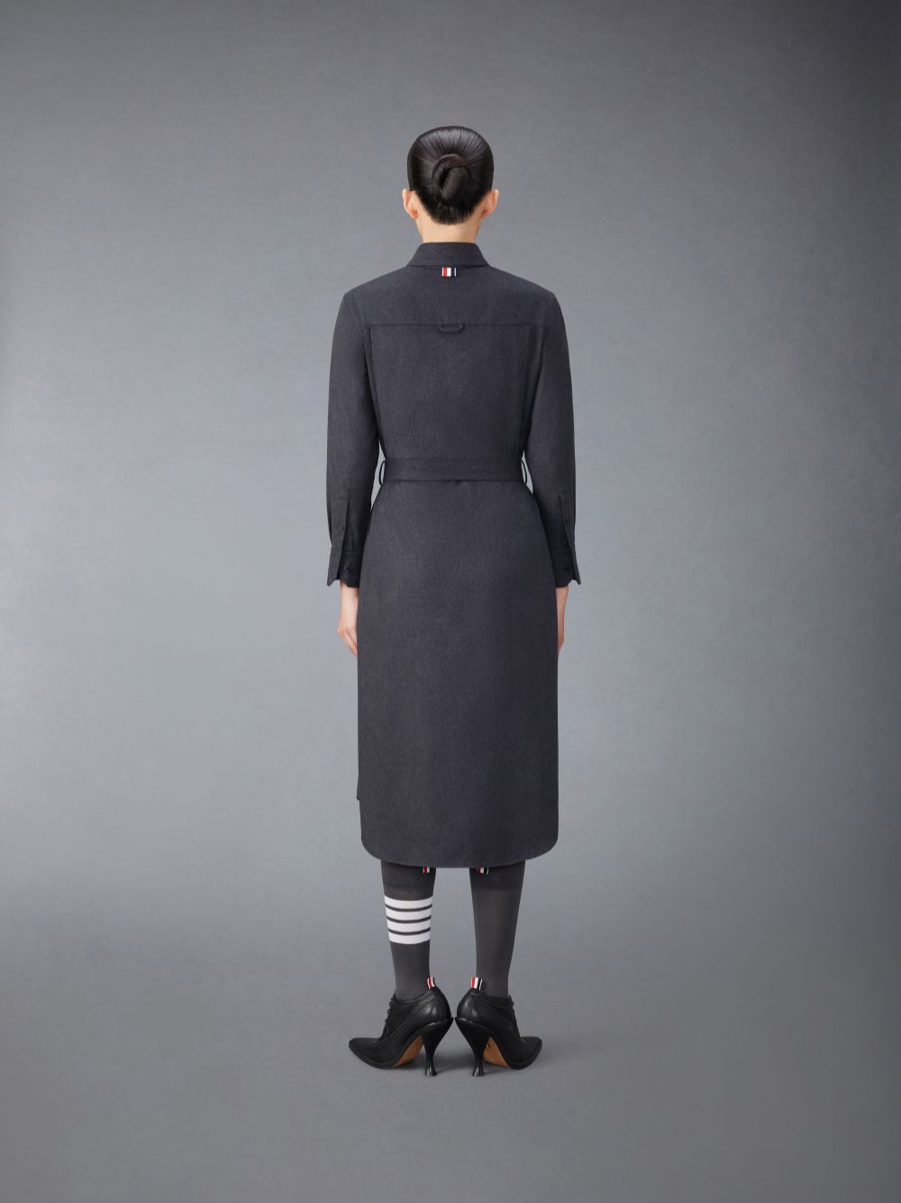 Thom Browne Silk Cashmere Maxi Shirt Kleid Damen Grau | VNR66K32102