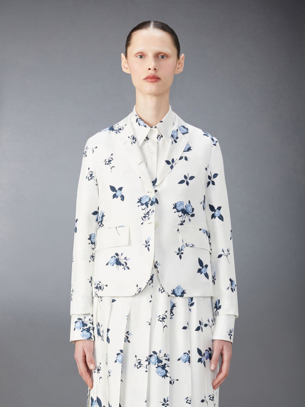 Thom Browne Silk Floral Slim Fit Sport Mäntel Damen Weiß | OKP24Q46989